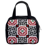 Vintage Style Seamless Black White And Red Tile Pattern Wallpaper Background Classic Handbags (2 Sides) Front