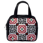 Vintage Style Seamless Black White And Red Tile Pattern Wallpaper Background Classic Handbags (2 Sides) Back