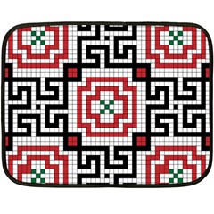 Vintage Style Seamless Black White And Red Tile Pattern Wallpaper Background Fleece Blanket (mini) by Simbadda