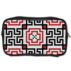 Vintage Style Seamless Black White And Red Tile Pattern Wallpaper Background Toiletries Bags 2-side by Simbadda