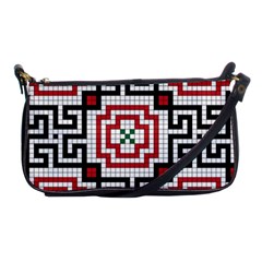 Vintage Style Seamless Black White And Red Tile Pattern Wallpaper Background Shoulder Clutch Bags by Simbadda