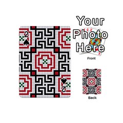 Vintage Style Seamless Black White And Red Tile Pattern Wallpaper Background Playing Cards 54 (mini) 