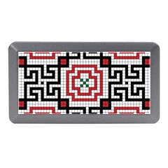 Vintage Style Seamless Black White And Red Tile Pattern Wallpaper Background Memory Card Reader (mini) by Simbadda