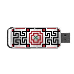 Vintage Style Seamless Black White And Red Tile Pattern Wallpaper Background Portable Usb Flash (one Side) by Simbadda