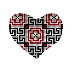 Vintage Style Seamless Black White And Red Tile Pattern Wallpaper Background Standard 16  Premium Heart Shape Cushions by Simbadda