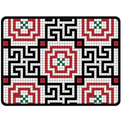 Vintage Style Seamless Black White And Red Tile Pattern Wallpaper Background Double Sided Fleece Blanket (large)  by Simbadda