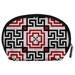 Vintage Style Seamless Black White And Red Tile Pattern Wallpaper Background Accessory Pouches (Large)  Back