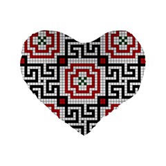 Vintage Style Seamless Black White And Red Tile Pattern Wallpaper Background Standard 16  Premium Flano Heart Shape Cushions by Simbadda