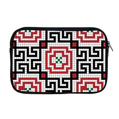 Vintage Style Seamless Black White And Red Tile Pattern Wallpaper Background Apple Macbook Pro 17  Zipper Case