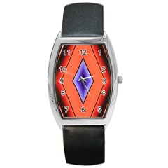 Diamond Shape Lines & Pattern Barrel Style Metal Watch by Simbadda