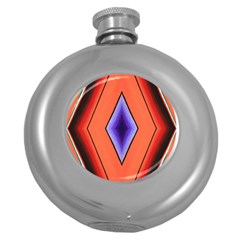 Diamond Shape Lines & Pattern Round Hip Flask (5 Oz) by Simbadda