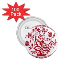 Red Vintage Floral Flowers Decorative Pattern 1 75  Buttons (100 Pack)  by Simbadda