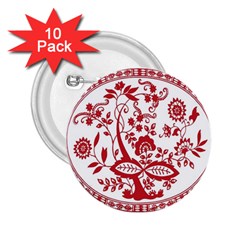 Red Vintage Floral Flowers Decorative Pattern 2 25  Buttons (10 Pack)  by Simbadda