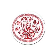 Red Vintage Floral Flowers Decorative Pattern Magnet 3  (round) by Simbadda