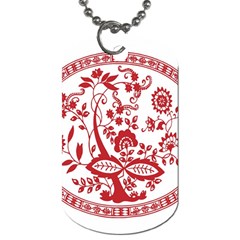 Red Vintage Floral Flowers Decorative Pattern Dog Tag (two Sides) by Simbadda