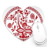 Red Vintage Floral Flowers Decorative Pattern Heart Mousepads Front