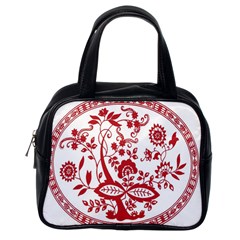 Red Vintage Floral Flowers Decorative Pattern Classic Handbags (one Side) by Simbadda