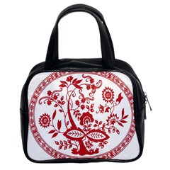 Red Vintage Floral Flowers Decorative Pattern Classic Handbags (2 Sides) by Simbadda