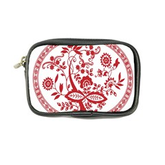 Red Vintage Floral Flowers Decorative Pattern Coin Purse by Simbadda