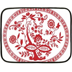 Red Vintage Floral Flowers Decorative Pattern Double Sided Fleece Blanket (mini)  by Simbadda