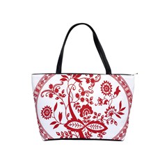 Red Vintage Floral Flowers Decorative Pattern Shoulder Handbags by Simbadda