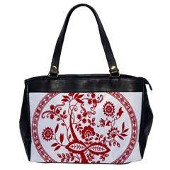 Red Vintage Floral Flowers Decorative Pattern Office Handbags by Simbadda