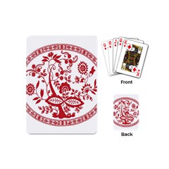 Red Vintage Floral Flowers Decorative Pattern Playing Cards (mini)  by Simbadda