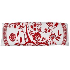 Red Vintage Floral Flowers Decorative Pattern Body Pillow Case Dakimakura (two Sides) by Simbadda