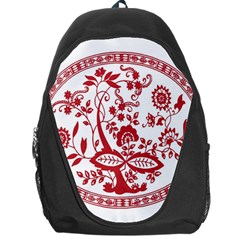 Red Vintage Floral Flowers Decorative Pattern Backpack Bag by Simbadda