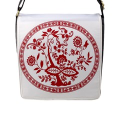 Red Vintage Floral Flowers Decorative Pattern Flap Messenger Bag (l)  by Simbadda