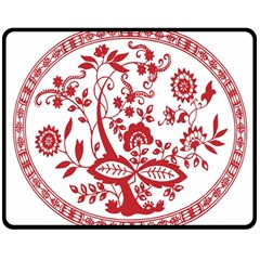 Red Vintage Floral Flowers Decorative Pattern Double Sided Fleece Blanket (medium)  by Simbadda