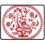 Red Vintage Floral Flowers Decorative Pattern Double Sided Fleece Blanket (Medium)  58.8 x47.4  Blanket Front