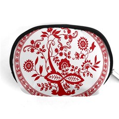 Red Vintage Floral Flowers Decorative Pattern Accessory Pouches (medium)  by Simbadda