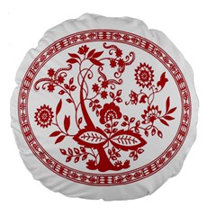 Red Vintage Floral Flowers Decorative Pattern Large 18  Premium Flano Round Cushions by Simbadda