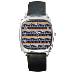 Abstract Elegant Background Pattern Square Metal Watch by Simbadda