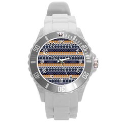 Abstract Elegant Background Pattern Round Plastic Sport Watch (l) by Simbadda