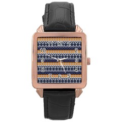 Abstract Elegant Background Pattern Rose Gold Leather Watch  by Simbadda