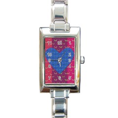 Butterfly Heart Pattern Rectangle Italian Charm Watch by Simbadda