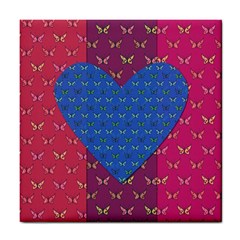 Butterfly Heart Pattern Tile Coasters by Simbadda