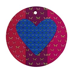 Butterfly Heart Pattern Ornament (round) by Simbadda