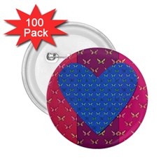 Butterfly Heart Pattern 2 25  Buttons (100 Pack)  by Simbadda