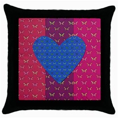 Butterfly Heart Pattern Throw Pillow Case (black) by Simbadda