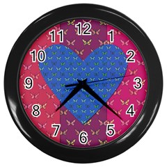 Butterfly Heart Pattern Wall Clocks (black) by Simbadda