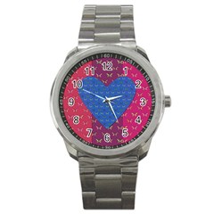 Butterfly Heart Pattern Sport Metal Watch by Simbadda