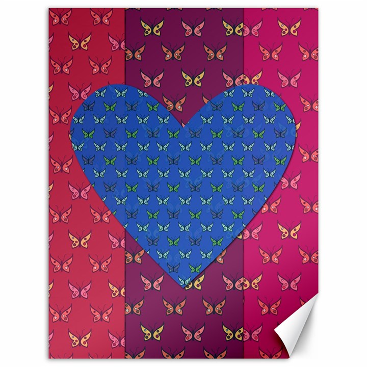 Butterfly Heart Pattern Canvas 12  x 16  