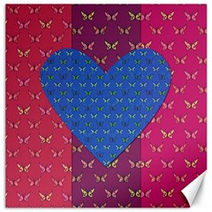 Butterfly Heart Pattern Canvas 16  X 16   by Simbadda