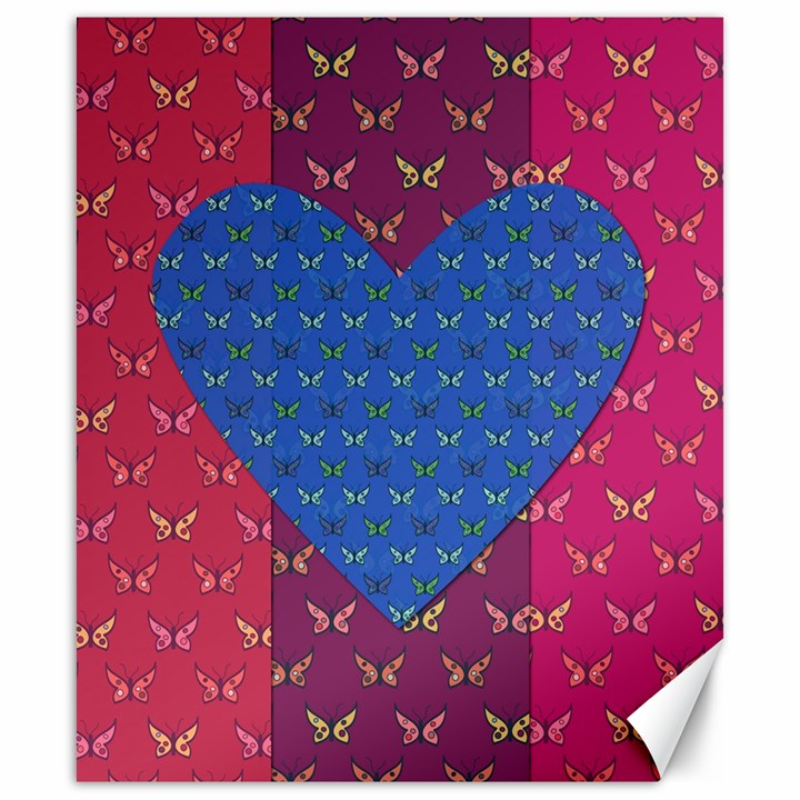 Butterfly Heart Pattern Canvas 20  x 24  