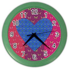 Butterfly Heart Pattern Color Wall Clocks by Simbadda