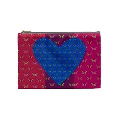 Butterfly Heart Pattern Cosmetic Bag (medium)  by Simbadda