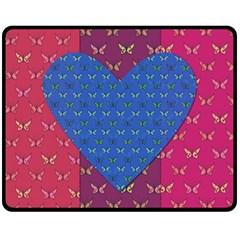 Butterfly Heart Pattern Fleece Blanket (medium)  by Simbadda